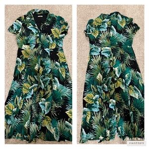Eva Mendes for New York & Company Tropical Leaf Maxi Dress in Green and Black